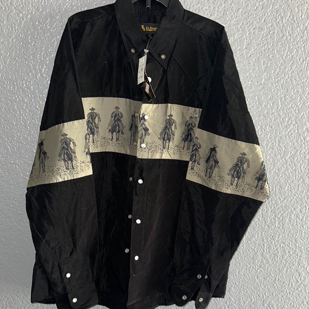 Roper Black and Cream Lightweight Shirt Jacket with Bold Pattern